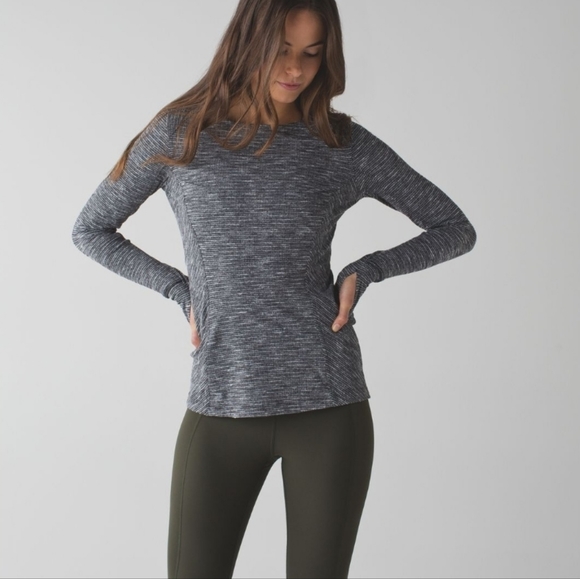 lululemon athletica Tops - Lululemon Kanto Catch Me Size 10 Long Sleeve Coco Pique Black White